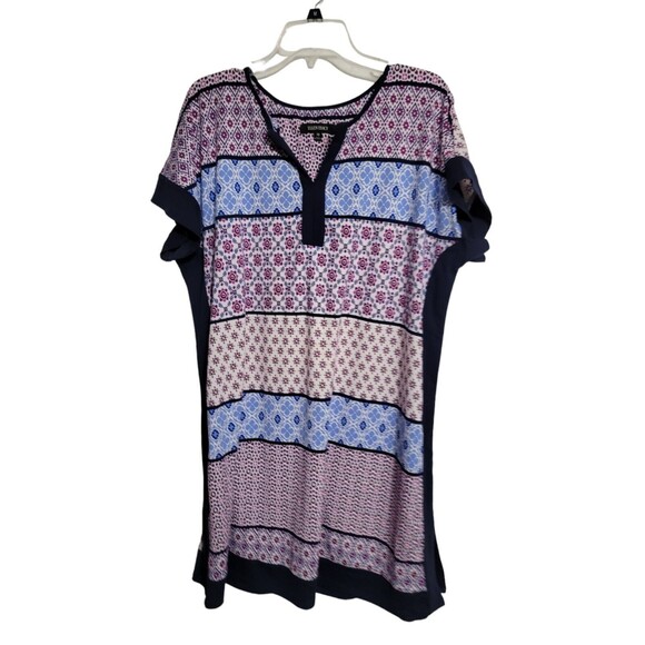 Ellen Tracy Blue & Purple Floral Dress size Size Medium Soft Lounge Comfortable - Picture 1 of 6